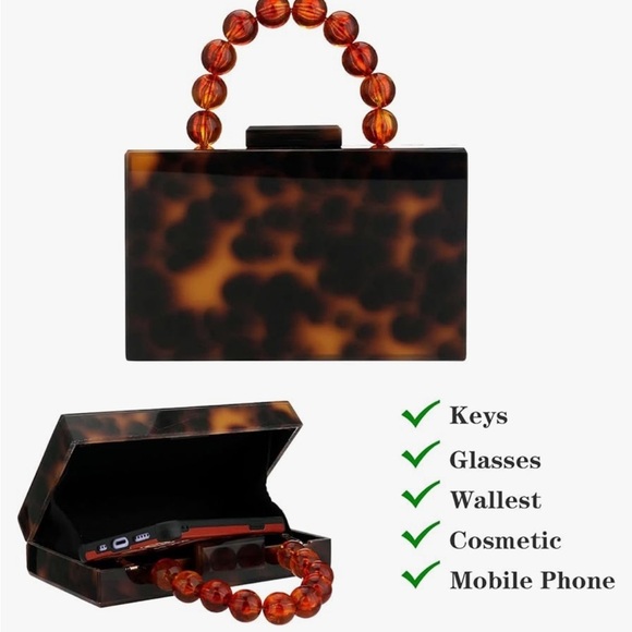 Tortoise Brown and black square top handle bc at great for weddings or events - Picture 2 of 4